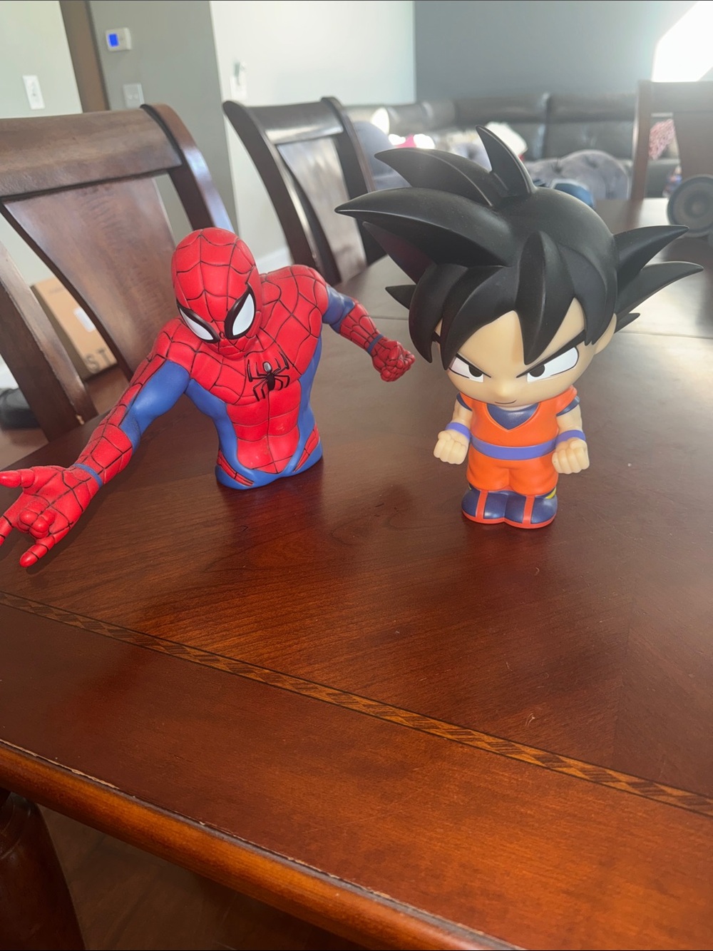 Spider-Man Bust & Goku Chibi Figure piggy banks - Red, Blue, Orange, Black